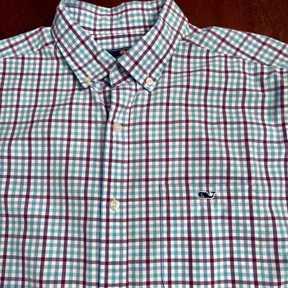 EUC Men's Vineyard Vines Classic Fit Plaid Tucker Shirt Cotton Poplin Sz LARGE - Picture 2 of 2
